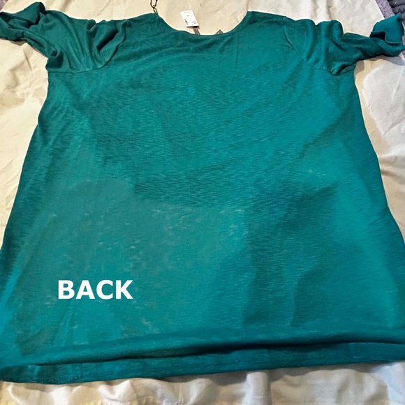 NEW PHOTOS! TOP, ¾ SLEEVE, LINEN BLEND, DEEP EMERALD, SIZE 4X, VEE NECK, SIDE - Picture 3 of 11